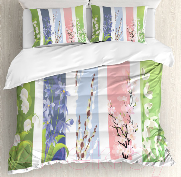 Изображение товара Комплект постельного белья Ambesonne Цветочная переменчивость / bls_13633_euro