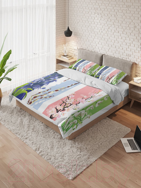 Изображение товара Комплект постельного белья Ambesonne Цветочная переменчивость / bls_13633_euro