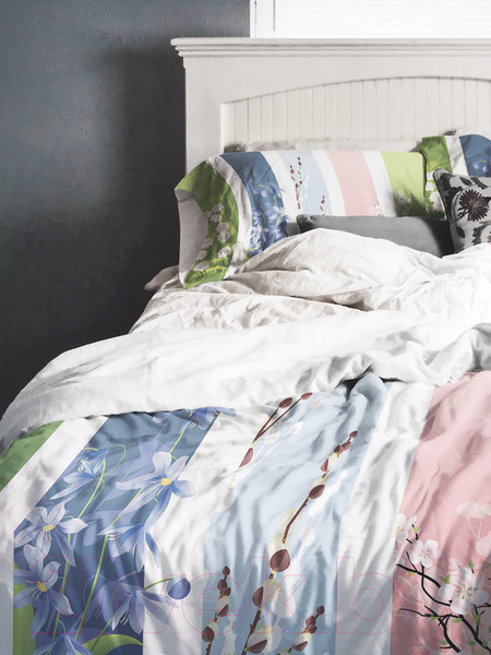 Изображение товара Комплект постельного белья Ambesonne Цветочная переменчивость / bls_13633_euro