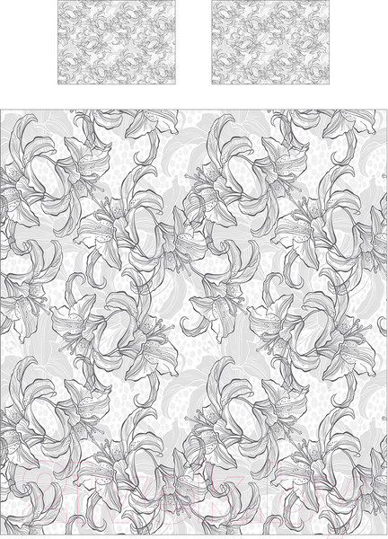 Изображение товара Комплект постельного белья JoyArty Цветочный узор карандашом / bls_2505_euro