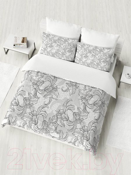 Изображение товара Комплект постельного белья JoyArty Цветочный узор карандашом / bls_2505_euro