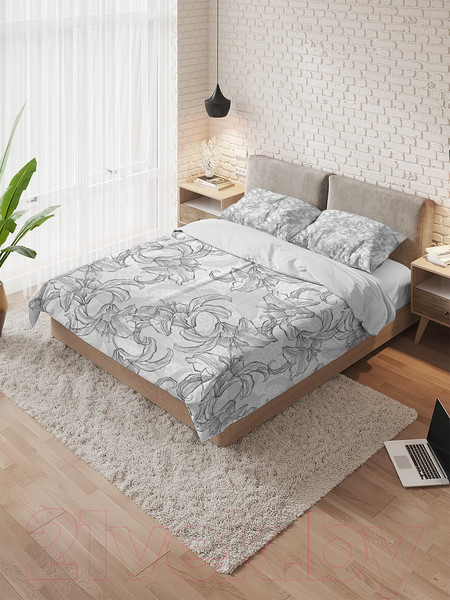 Изображение товара Комплект постельного белья JoyArty Цветочный узор карандашом / bls_2505_euro