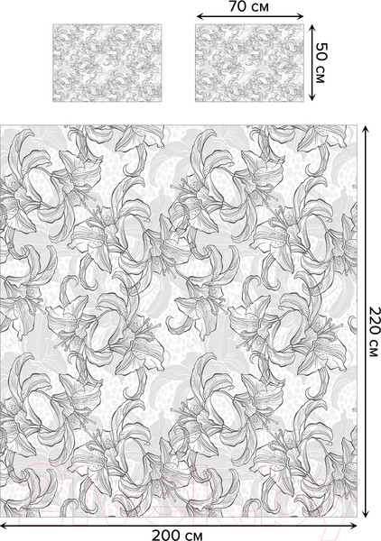 Изображение товара Комплект постельного белья JoyArty Цветочный узор карандашом / bls_2505_euro