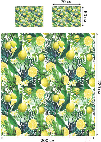 Изображение товара Комплект постельного белья JoyArty Лимоны и тропики / bls_31935_euro