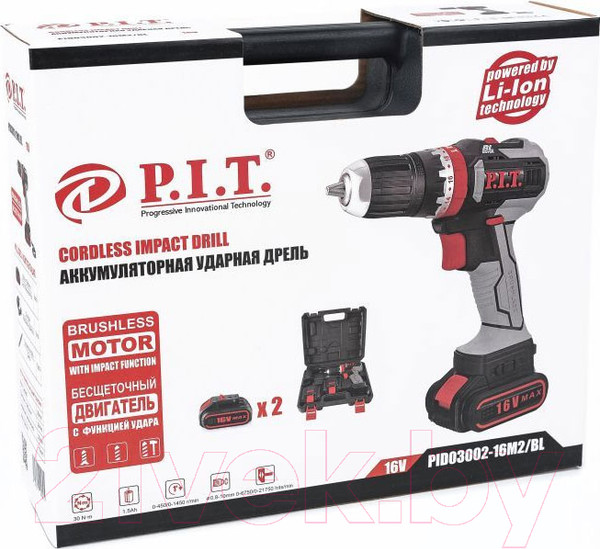 Изображение товара Аккумуляторная дрель-шуруповерт P.I.T PID03002-16M2/BL
