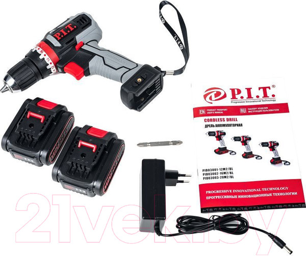 Изображение товара Аккумуляторная дрель-шуруповерт P.I.T PID03002-16M2/BL