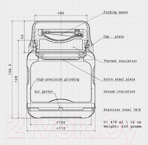 Изображение товара Термос для еды Bobber Jerrycan-470 Glossy (зеркальный)