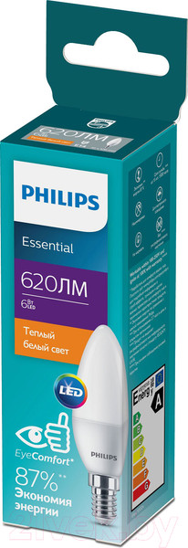 Изображение товара Лампа Philips ESSLEDCandle B35 6Вт Е14 2700К / 929002970807