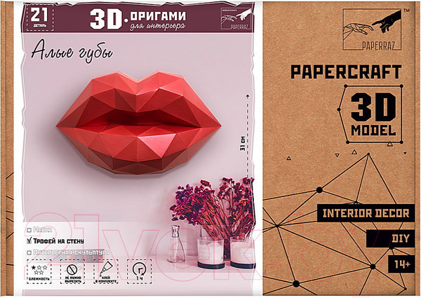 Изображение товара Объемная модель Paperraz Алые губы / PP-1MTH-RED (алый)
