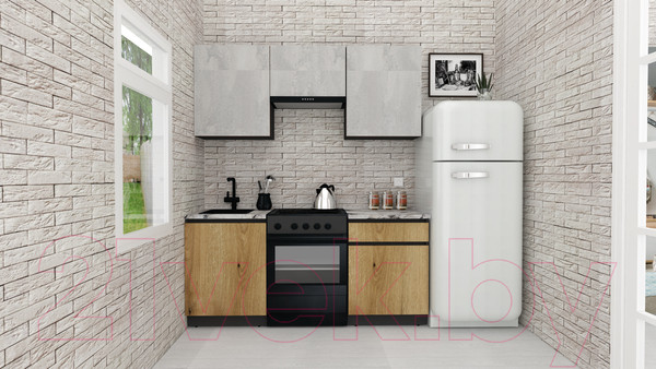 Изображение товара Кухонный гарнитур ВерсоМебель Эко-7 1.7 (бетонный камень/дуб эвок прибрежный/ст.альберика)