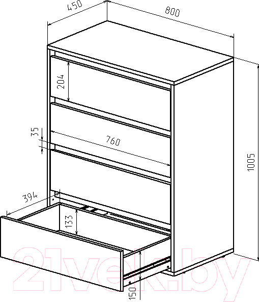 Изображение товара Комод Интермебель Рио-1 Р-001 (белый)
