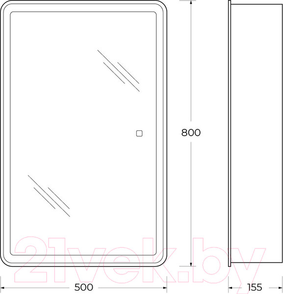 Изображение товара Шкаф с зеркалом для ванной BelBagno SPC-MAR-500/800-1A-LED-TCH