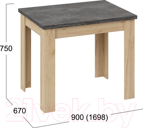 Изображение товара Обеденный стол ТриЯ Промо тип 3 (дуб крафт золотой/ателье темное)