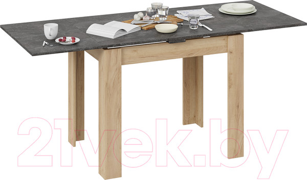 Изображение товара Обеденный стол ТриЯ Промо тип 3 (дуб крафт золотой/ателье темное)