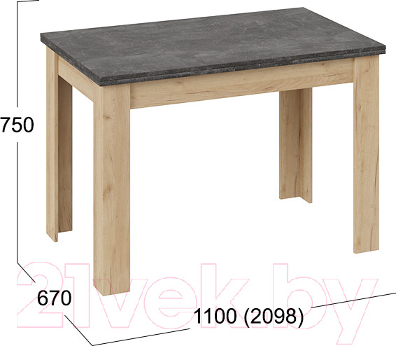 Изображение товара Обеденный стол ТриЯ Промо тип 4 (дуб крафт золотой/ателье темное)