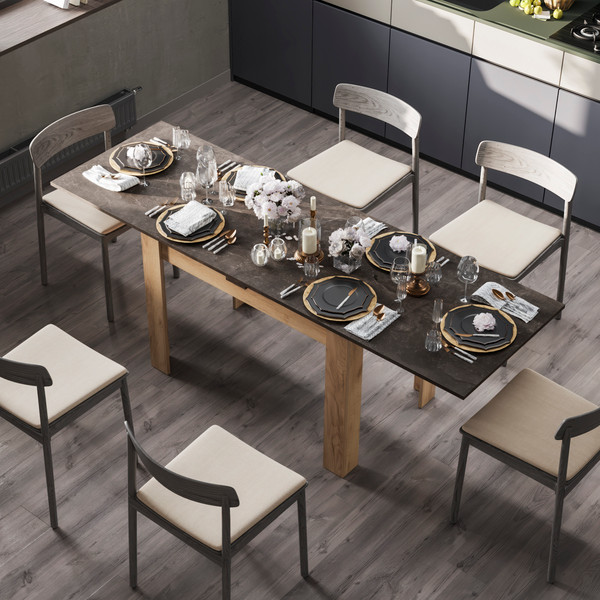 Изображение товара Обеденный стол ТриЯ Промо тип 4 (дуб крафт золотой/ателье темное)