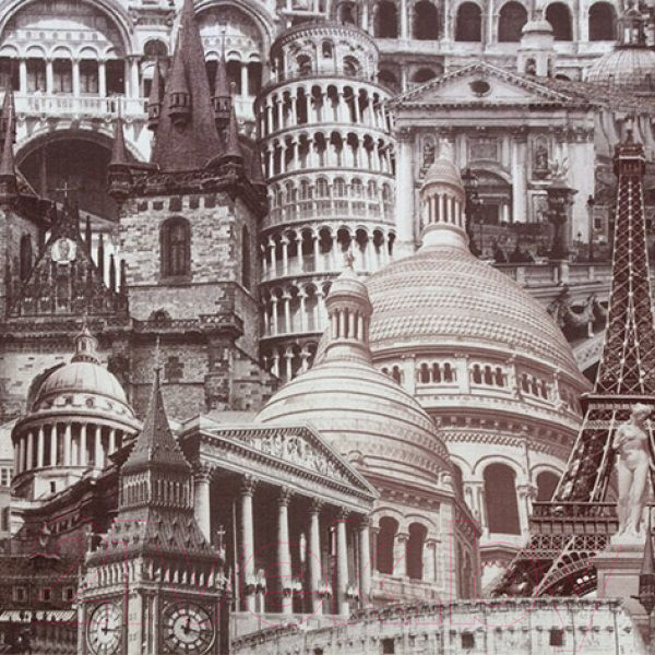 Изображение товара Диван Асмана Камертон-1 трансформер 1.3x0.65 левый (архитектура шоколад/саванна корица)