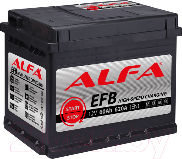Изображение товара Автомобильный аккумулятор ALFA battery EFB R Low (60 А/ч)