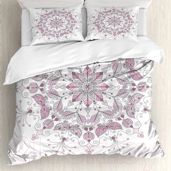 Изображение товара Комплект постельного белья Ambesonne Бабочки в лепестках / bls_36892_euro