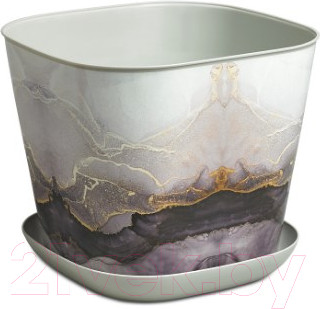 Изображение товара Вазон Violet Ротанг Квадратное с поддоном / 38150150 (мрамор)