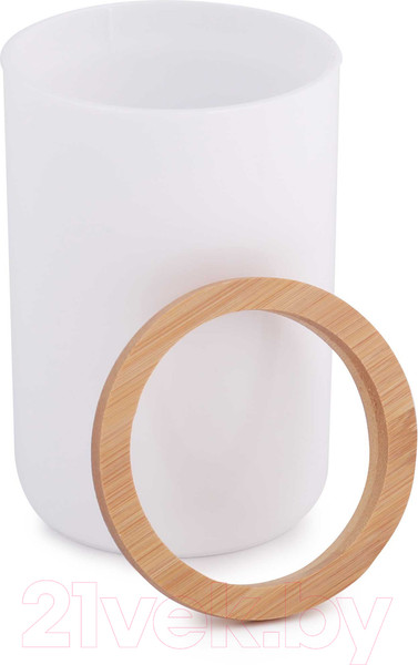 Изображение товара Стакан для зубной щетки и пасты Альтернатива Бамбук / М8052 (белый)