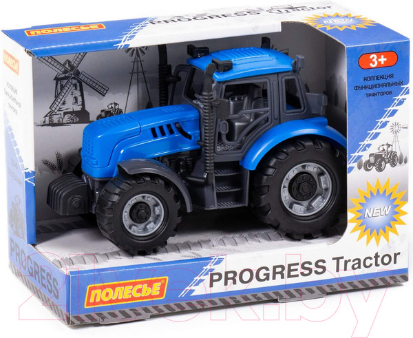 Изображение товара Трактор игрушечный Полесье Прогресс инерционный / 91215 (синий)
