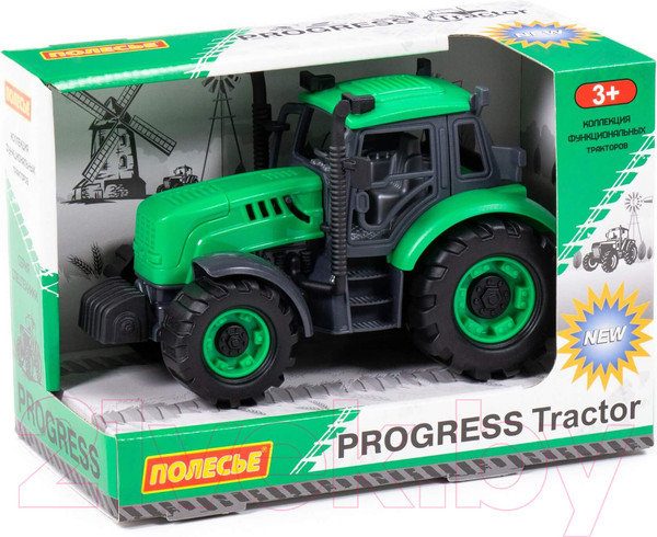 Изображение товара Трактор игрушечный Полесье Прогресс инерционный / 91222 (зеленый)