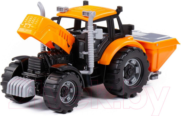 Изображение товара Трактор игрушечный Полесье Прогресс сельскохозяйственный инерционный / 91246 (оранжевый)