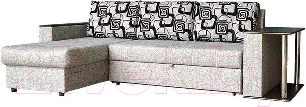 Изображение товара Диван угловой Асмана Фаворит с баром (кубики/рогожка серая/венге)
