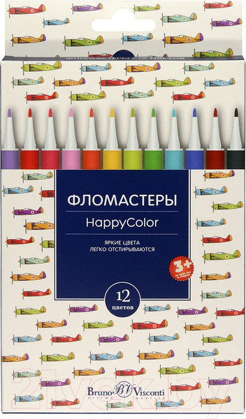 Изображение товара Фломастеры Bruno Visconti Happycolor / 32-0047 (12цв)