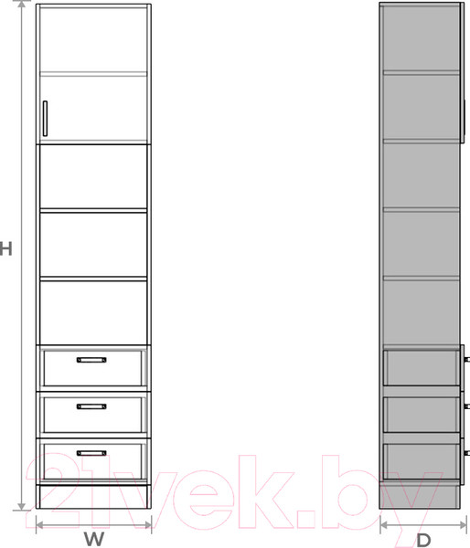 Изображение товара Шкаф-пенал Макс Стайл Smart Egger 219x50x35 / 11A3550 (серый пыльный U732 ST9)