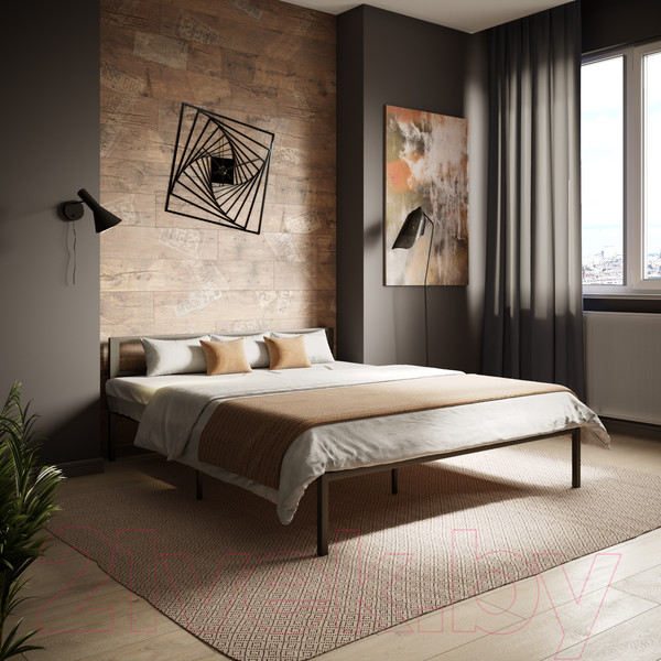 Изображение товара Полуторная кровать Князев Мебель Берта БА.120.190.Ч (черный муар)