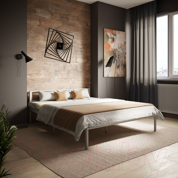 Изображение товара Односпальная кровать Князев Мебель Берта БА.90.190.С (серый муар)