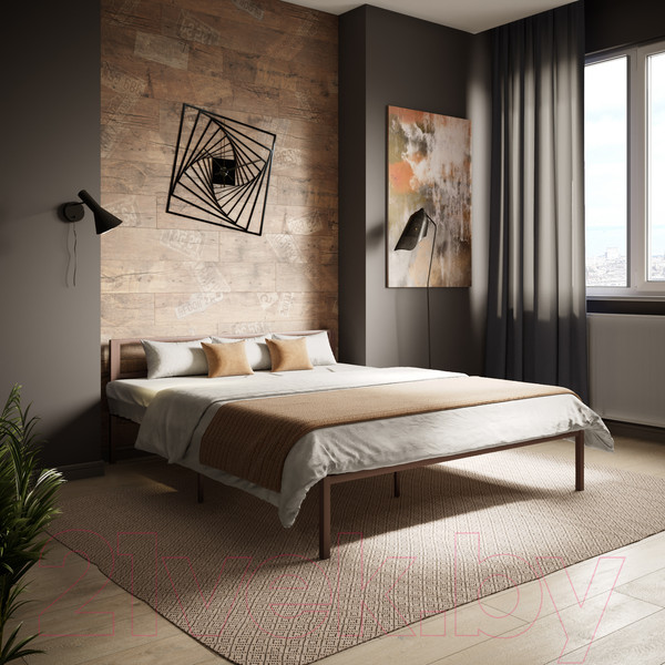 Изображение товара Полуторная кровать Князев Мебель Берта БА.140.190.К (коричневый муар)