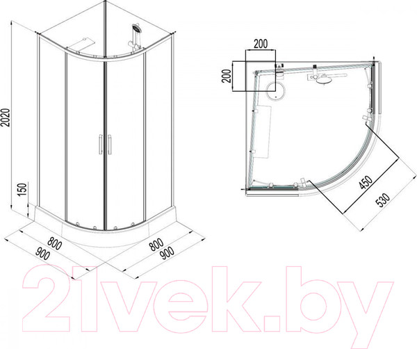 Изображение товара Душевая кабина Aquanet Passion Evo R 90 / 267256