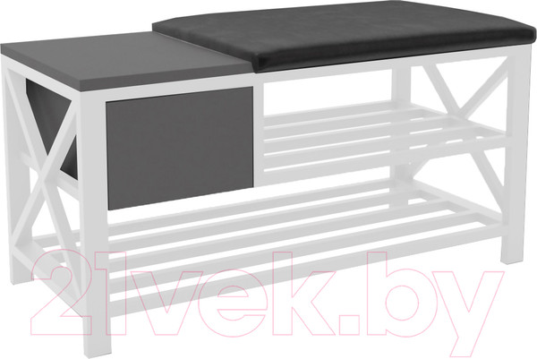 Изображение товара Банкетка Hype Mebel Дрим (белый/оникс серый/велюр черный)