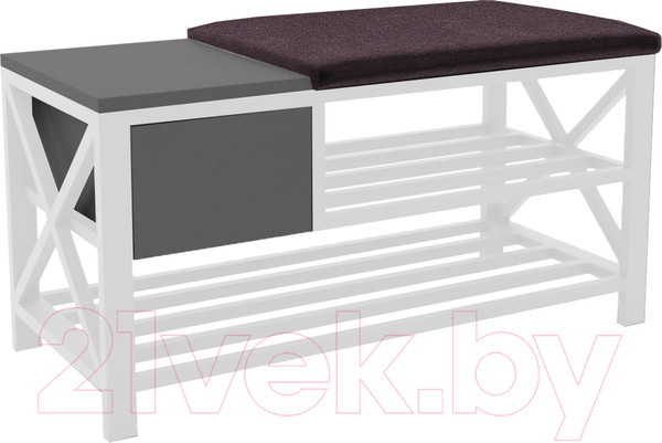 Изображение товара Банкетка Hype Mebel Дрим (белый/оникс серый/велюр фиолетовый)