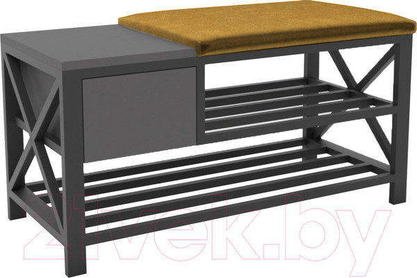 Изображение товара Банкетка Hype Mebel Дрим (черный/оникс серый/велюр золотистый)