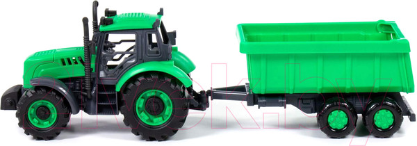 Изображение товара Трактор игрушечный Полесье Прогресс с прицепом / 91284 (зеленый)