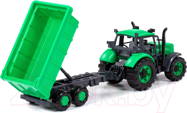 Изображение товара Трактор игрушечный Полесье Прогресс с прицепом / 91284 (зеленый)