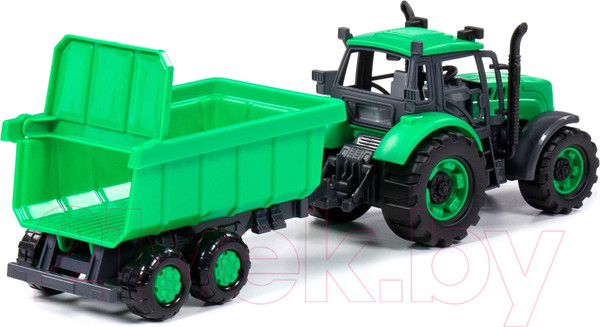 Изображение товара Трактор игрушечный Полесье Прогресс с прицепом / 91284 (зеленый)