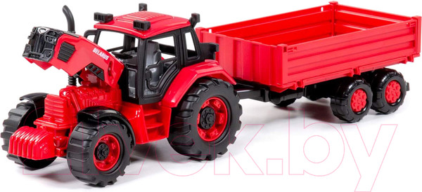 Изображение товара Трактор игрушечный Полесье Belarus с бортовым прицепом / 91345