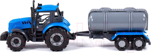 Изображение товара Трактор игрушечный Полесье Прогресс с прицепом-цистерной инерционный / 91550 (синий)