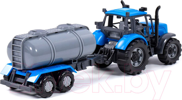 Изображение товара Трактор игрушечный Полесье Прогресс с прицепом-цистерной инерционный / 91550 (синий)
