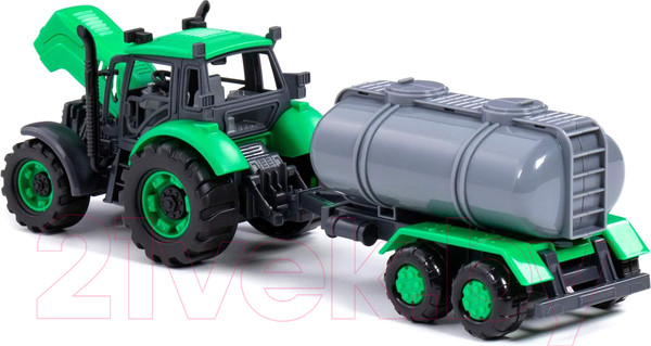Изображение товара Трактор игрушечный Полесье Прогресс с прицепом-цистерной / 91567 (зеленый)