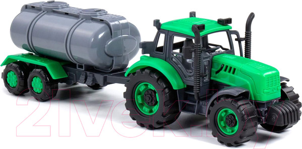 Изображение товара Трактор игрушечный Полесье Прогресс с прицепом-цистерной / 91567 (зеленый)