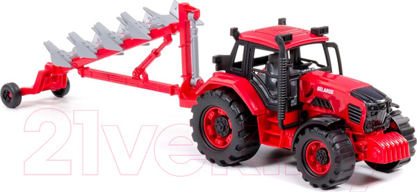 Изображение товара Трактор игрушечный Полесье Belarus с плугом / 91338