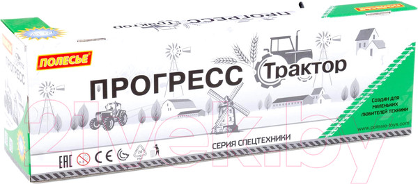Изображение товара Трактор игрушечный Полесье Прогресс с плугом инерционный / 91307 (зеленый)