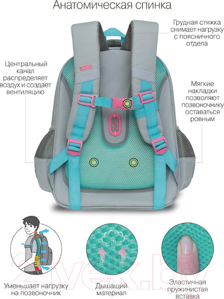 Изображение товара Школьный рюкзак Grizzly RAz-286-2 (серый)