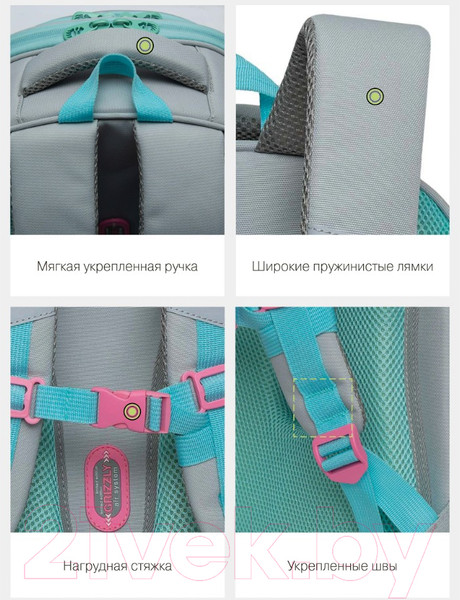 Изображение товара Школьный рюкзак Grizzly RAz-286-2 (серый)